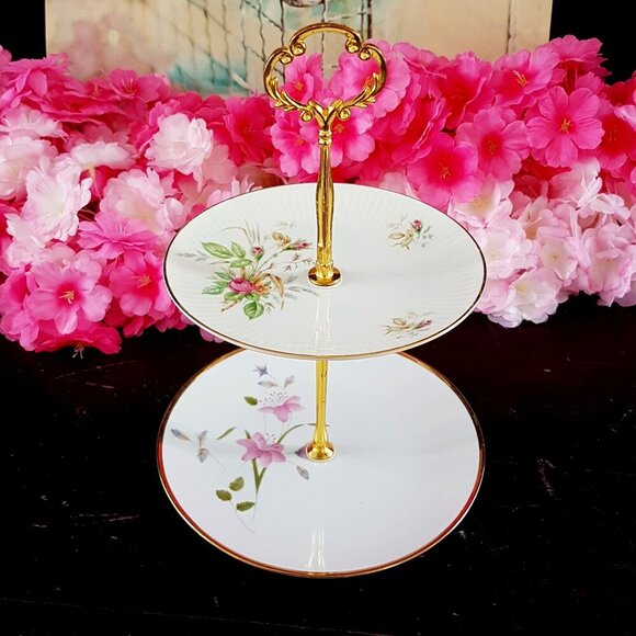 Handmade 2 Tier Cake Stand Dessert Jewelry Trinket Tray Tea Party Favor Gift - Picture 1 of 5